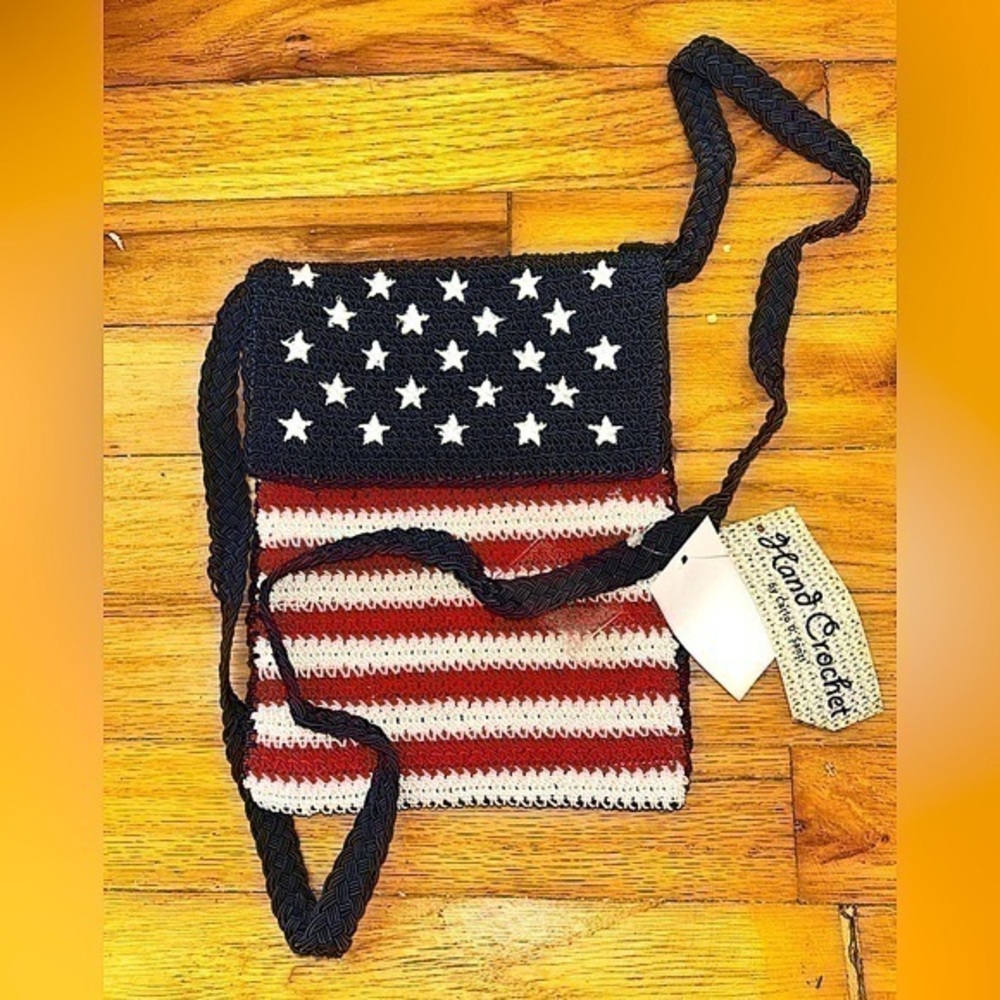 American Flag Purse Hand Crochet New with Tags
